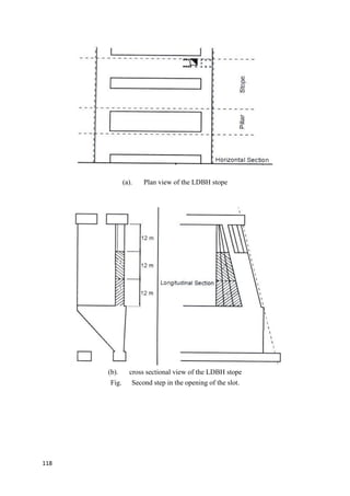 118
(a). Plan view of the LDBH stope
(b). cross sectional view of the LDBH stope
Fig. Second step in the opening of the slot.
 