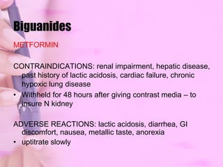 MeglitinidesNATEGLINIDE120mg PO 1-30min prior to main mealsMOA: from D-phenylalanine; stimulate insulin release by closing ATP-dependent K channels in pancreatic β cellsReduce postprandial hypoglycemiaMetabolize:84% IN LIVER16% IN KIDNEY