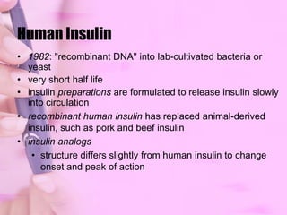 Effects of InsulinLiverIncreases storage of  glucose as glycogen in liverDecrease protein catabolismMuscleStimulates glycogen synthesis and protein synthesisAdipose TissueFacilitates triglyceride storage by: activating plasma lipoprotein lipaseIncreasing glucose transport into cells via GLUT 4 transportersReducing intracellular lipolysis