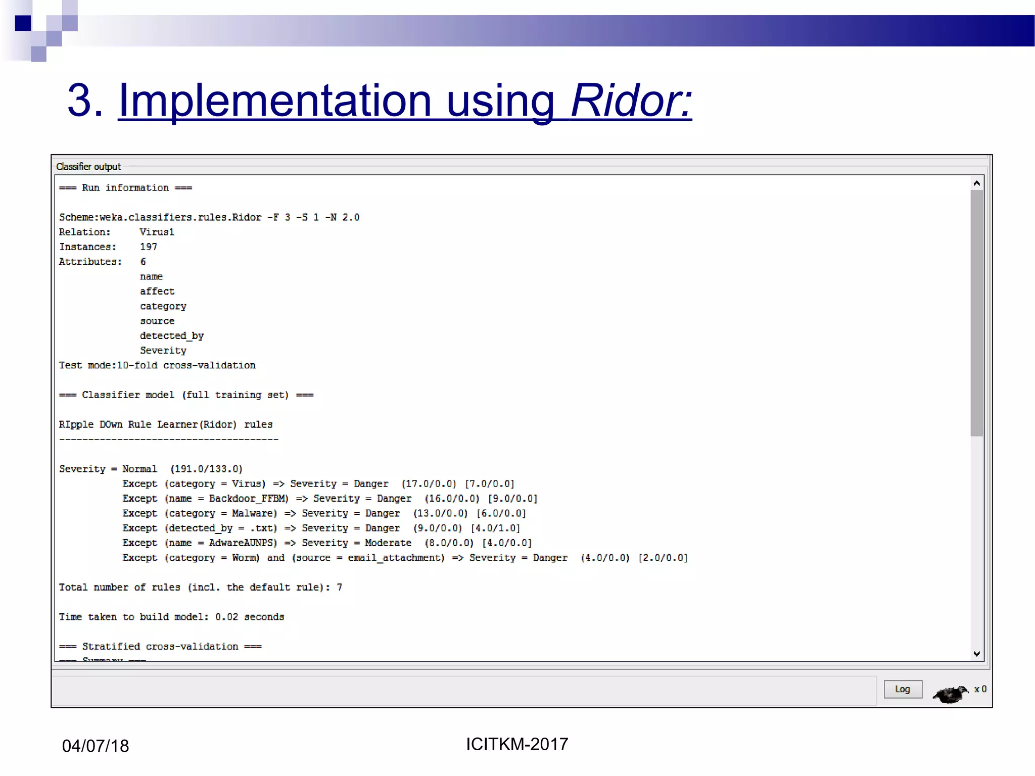 DETECTION OF MALICIOUS EXECUTABLES USING RULE BASED CLASSIFICATION ...