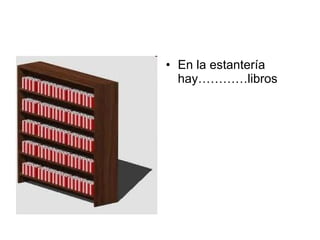En la estantería hay…………libros 