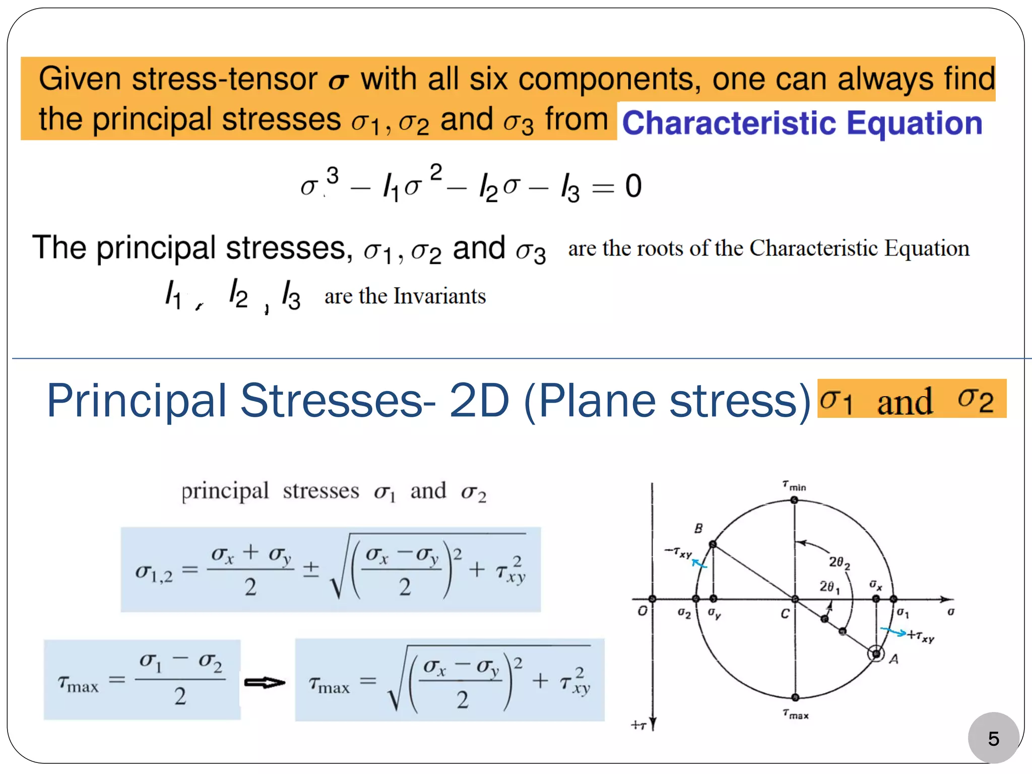 Principal Stresses- 2D (Plane stress)
5
 