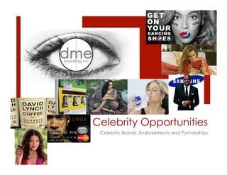 Celebrity Opportunities
Celebrity Brands, Endorsements and Partnerships
 