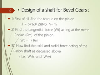• Design of a shaft for Bevel Gears :10
 