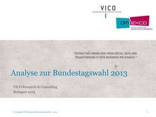 1© Copyright VICO Research & Consulting GmbH | 2013
Analyse zur Bundestagswahl 2013
VICO Research & Consulting
Stuttgart 2013
 