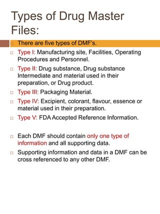 Drug Master File Database – List Of Drug Masters – YWRA