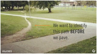 Tree Test
Scenario-based test to quickly test intuitiveness of site navigation and
architecture BEFORE building the site.
#IAatDMFB
 