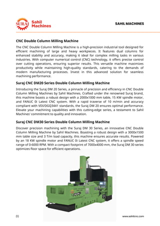 Dual Column Machine Unleashing Precision: Sahil Machines’ 5-Axis Double Column Milling ...