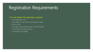 Dmf filing in US , Canada and Europe | PPTX