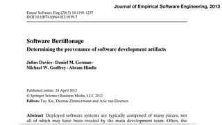 Journal of Empirical Software Engineering, 2013
 