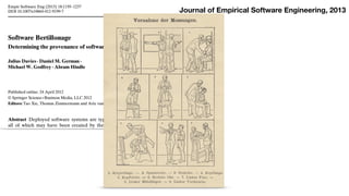 Journal of Empirical Software Engineering, 2013
 