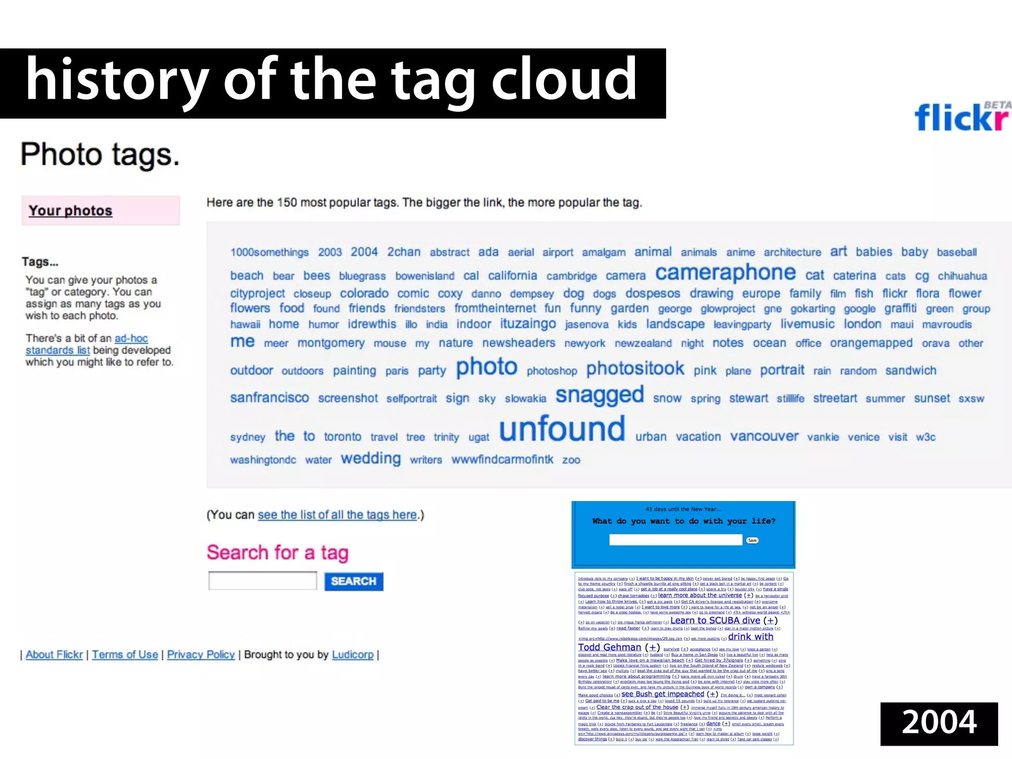history of the tag cloud




                           2004
 