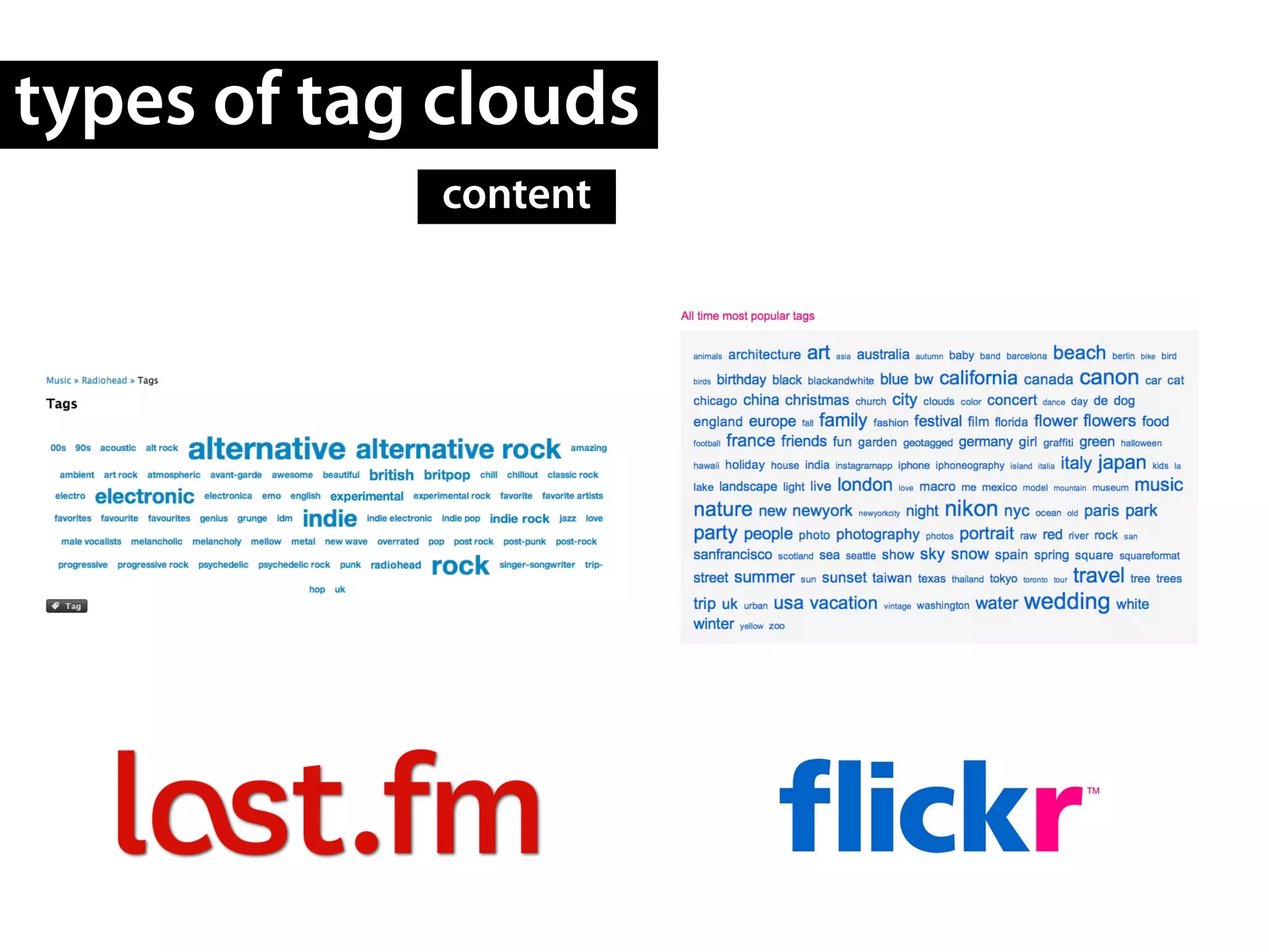 types of tag clouds
            content
 