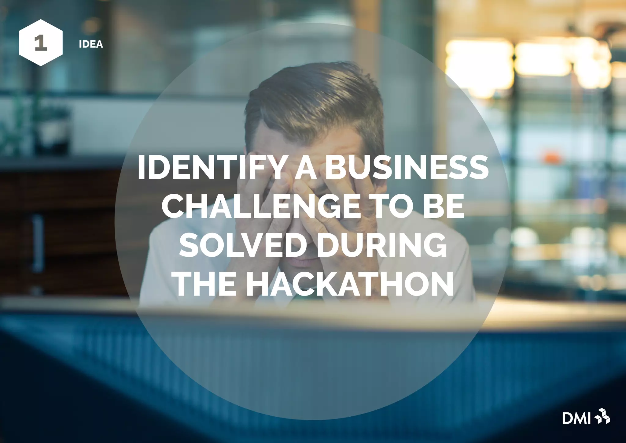 IDENTIFY A BUSINESS
CHALLENGE TO BE
SOLVED DURING
THE HACKATHON
IDEA
 