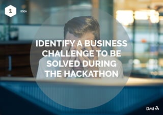 IDENTIFY A BUSINESS
CHALLENGE TO BE
SOLVED DURING
THE HACKATHON
IDEA
 