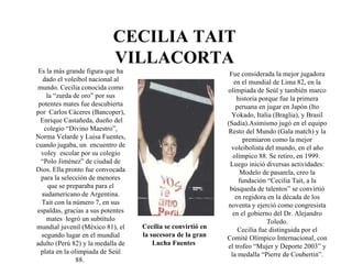 CECILIA TAIT VILLACORTA Cecilia se convirtió en la sucesora de la gran Lucha Fuentes  Es la más grande figura que ha dado ...