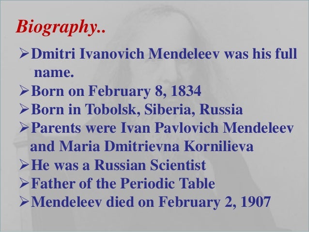 Dmitri Mendeleev Ppt