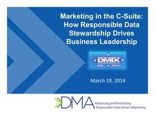 Marketing in the C-Suite:
How Responsible Data
Stewardship Drives
Business Leadership
March 19, 2014
 