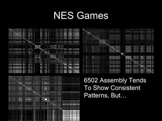 NES Games
6502 Assembly Tends
To Show Consistent
Patterns, But…
 