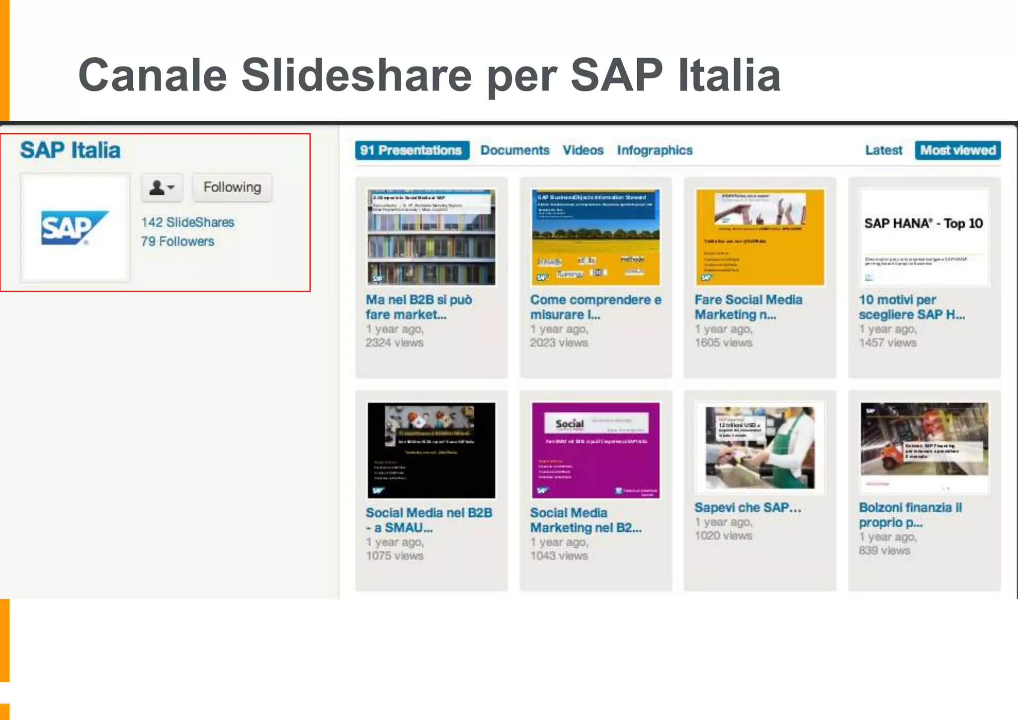 Canale Slideshare per SAP Italia

 