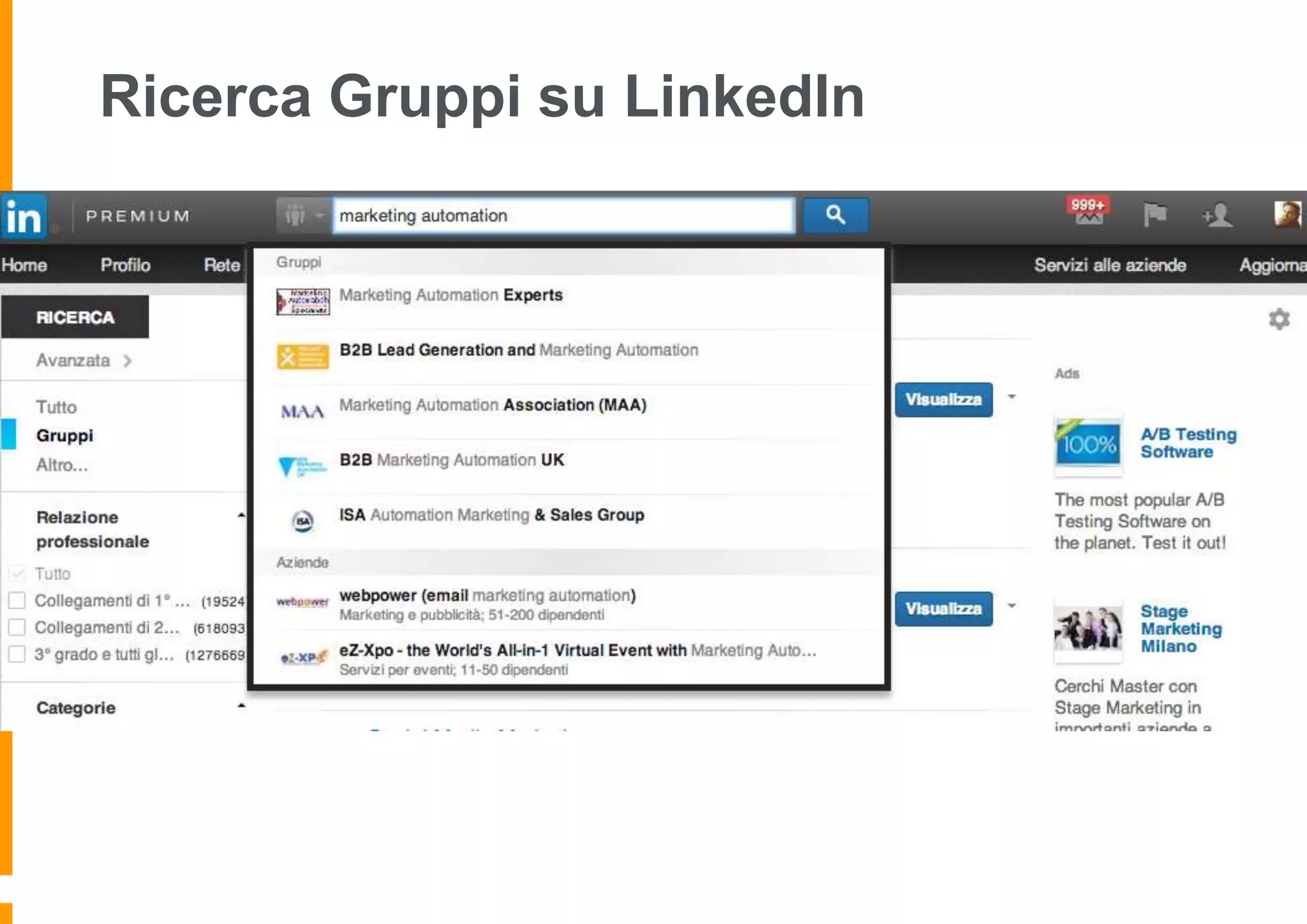 Ricerca Gruppi su LinkedIn

 
