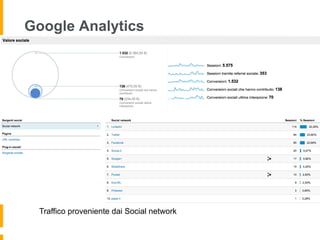 Google Analytics 
Traffico proveniente dai Social network 
 