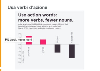 Usa verbi d’azione
Più verbi, meno nomi
 