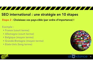 lorem ipsum5/27/20
9
SEO international : une stratégie en 10 étapes
Etape 2 : Choisissez vos pays-cible (par ordre d'impor...