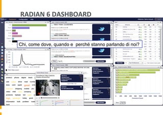 RADIAN	
  6	
  DASHBOARD	
  

Chi, come dove, quando e perché stanno parlando di noi?

 