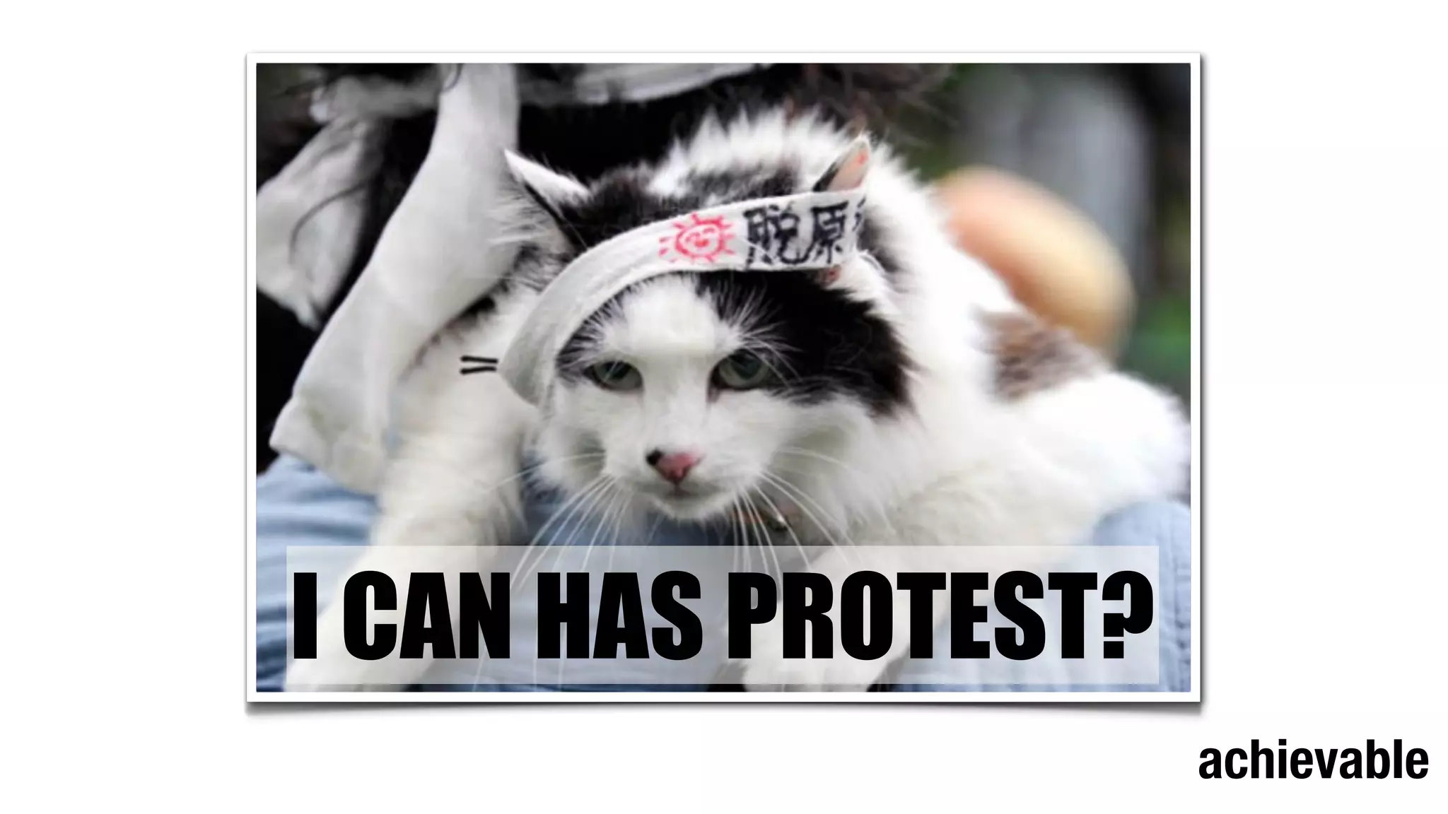 I CAN HAS PROTEST?
                     achievable
 