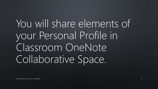 You will share elements of
your Personal Profile in
Classroom OneNote
Collaborative Space.
#fitnessmedia CC-by-4.0 @topgold 21
 