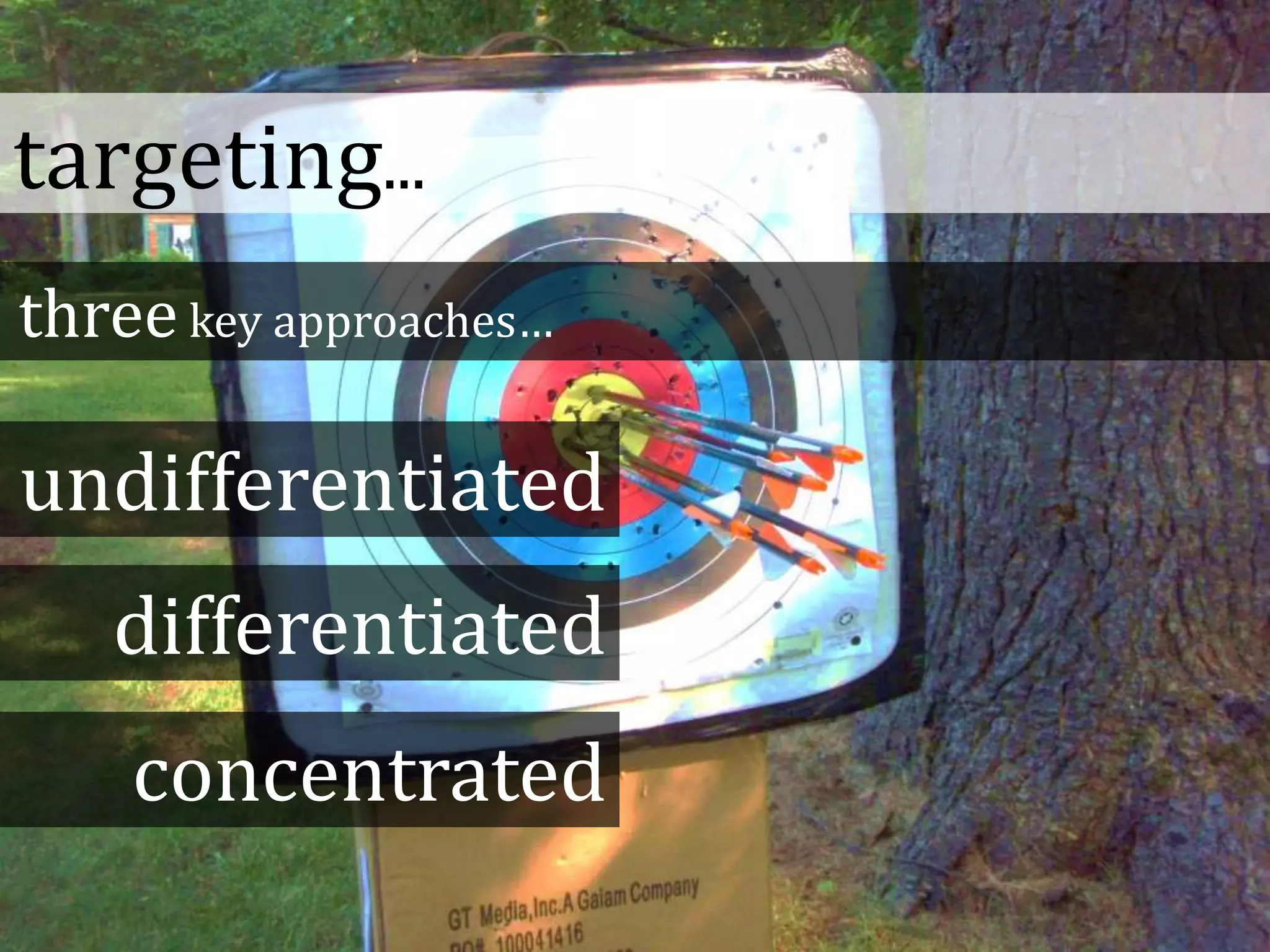 targeting...
threekey approaches…
undifferentiated
differentiated
concentrated
 