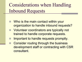 How Do You “Stand Out” from the  1.4 Million Non-ProfitsHow do the opportunities you offer differ from others?What kind of impact has your organization had on the community. (Provide Metrics). What kind of success have you had with other partners?