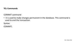 DML, DCL and TCL commands in SQL database.pptx