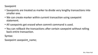 Save Point In Sql Graphical DML, DCL and TCL commands in SQL database.pptx
