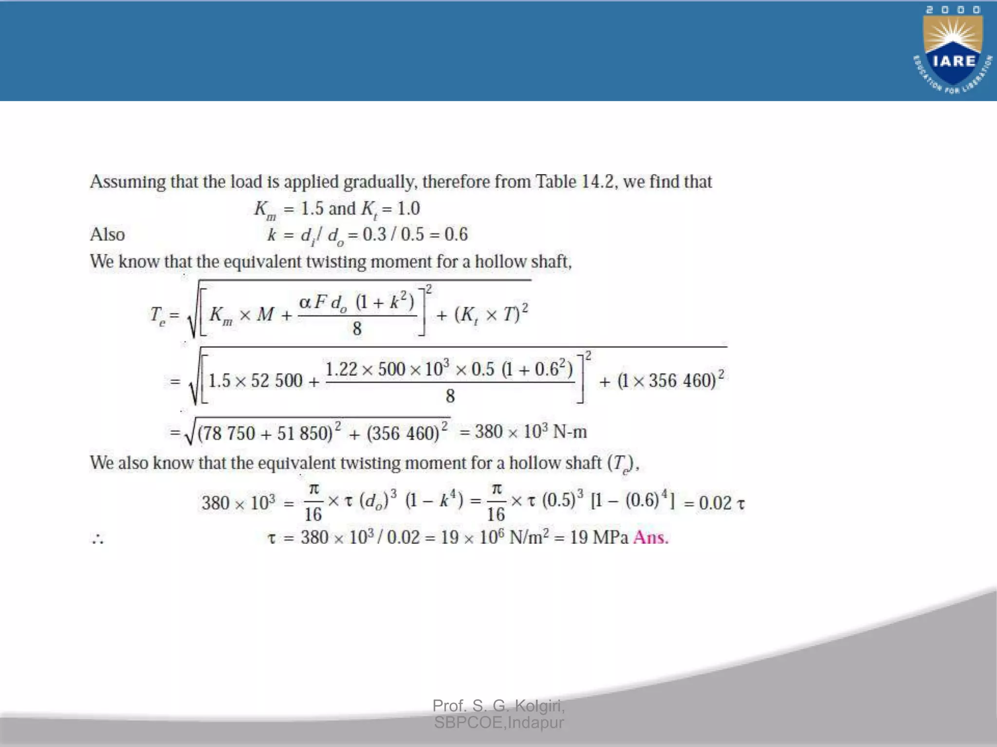 Prof. S. G. Kolgiri,
SBPCOE,Indapur
 