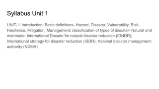 DISASTER MITIGATION AND MANAGEMENT NOTES | PPTX