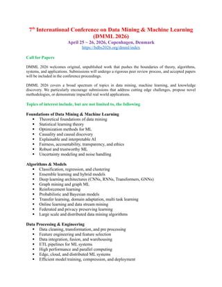 7th International Conference on Data Mining & Machine Learning (DMML ...