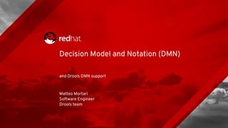 Decision Model and Notation (DMN)
and Drools DMN support
Matteo Mortari
Software Engineer
Drools team
 