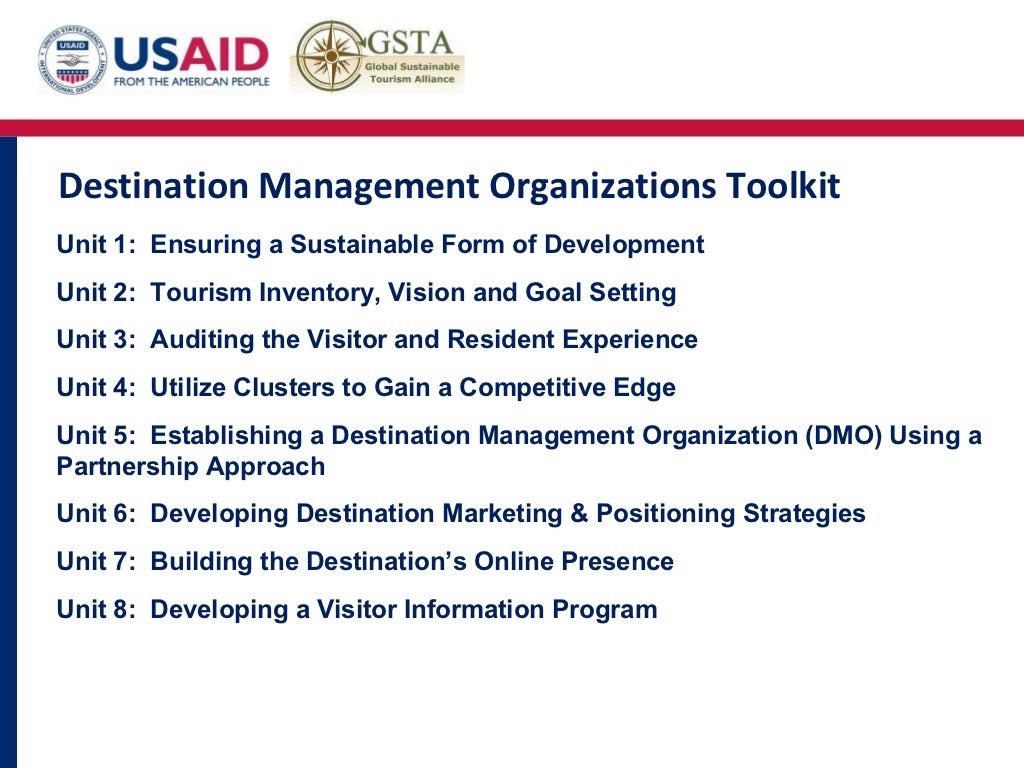Destination Management Organization Overview and Toolkit Presentation…