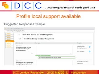 … because good research needs good data


  Profile local support available




DCC London Roadshow,   21-22 May 2012,   #dccLondon
 