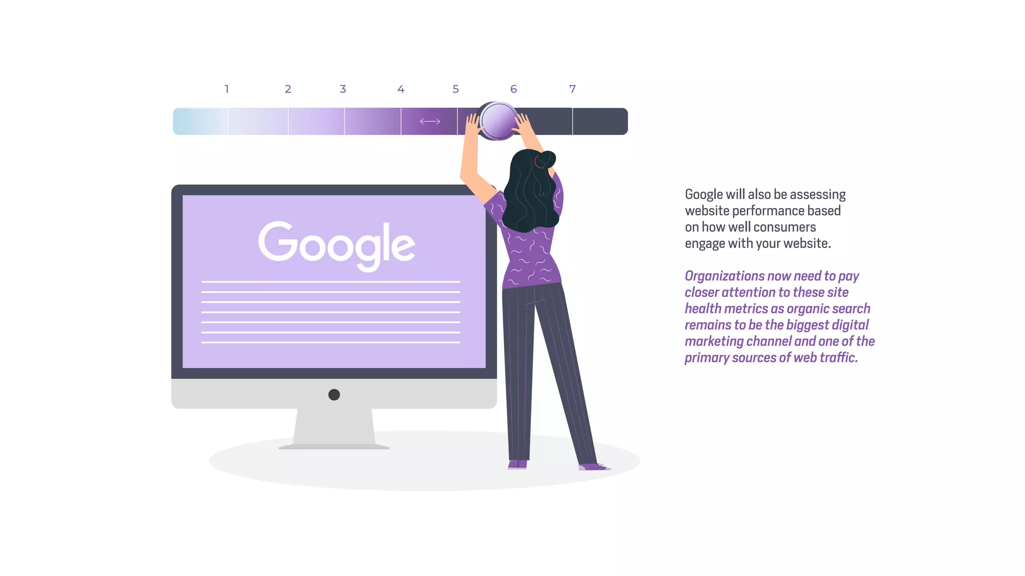 Google will also be assessing
website performance based
on how well consumers
engage with your website.
Organizations now need to pay
closer attention to these site
health metrics as organic search
remains to be the biggest digital
marketing channel and one of the
primary sources of web traffic.
 