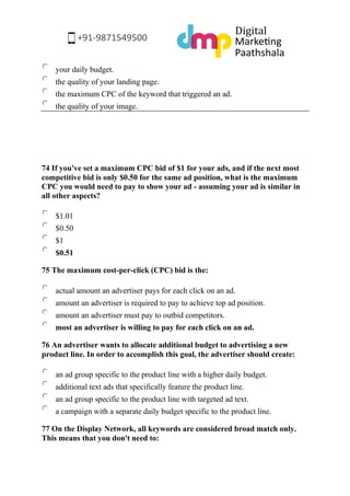 Questions and Answers to Google Adwords Fundamentals Exam by Digital ...