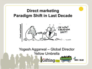 Yogesh Aggarwal – Global Director
Yellow Umbrella
Direct marketing
Paradigm Shift in Last Decade
 