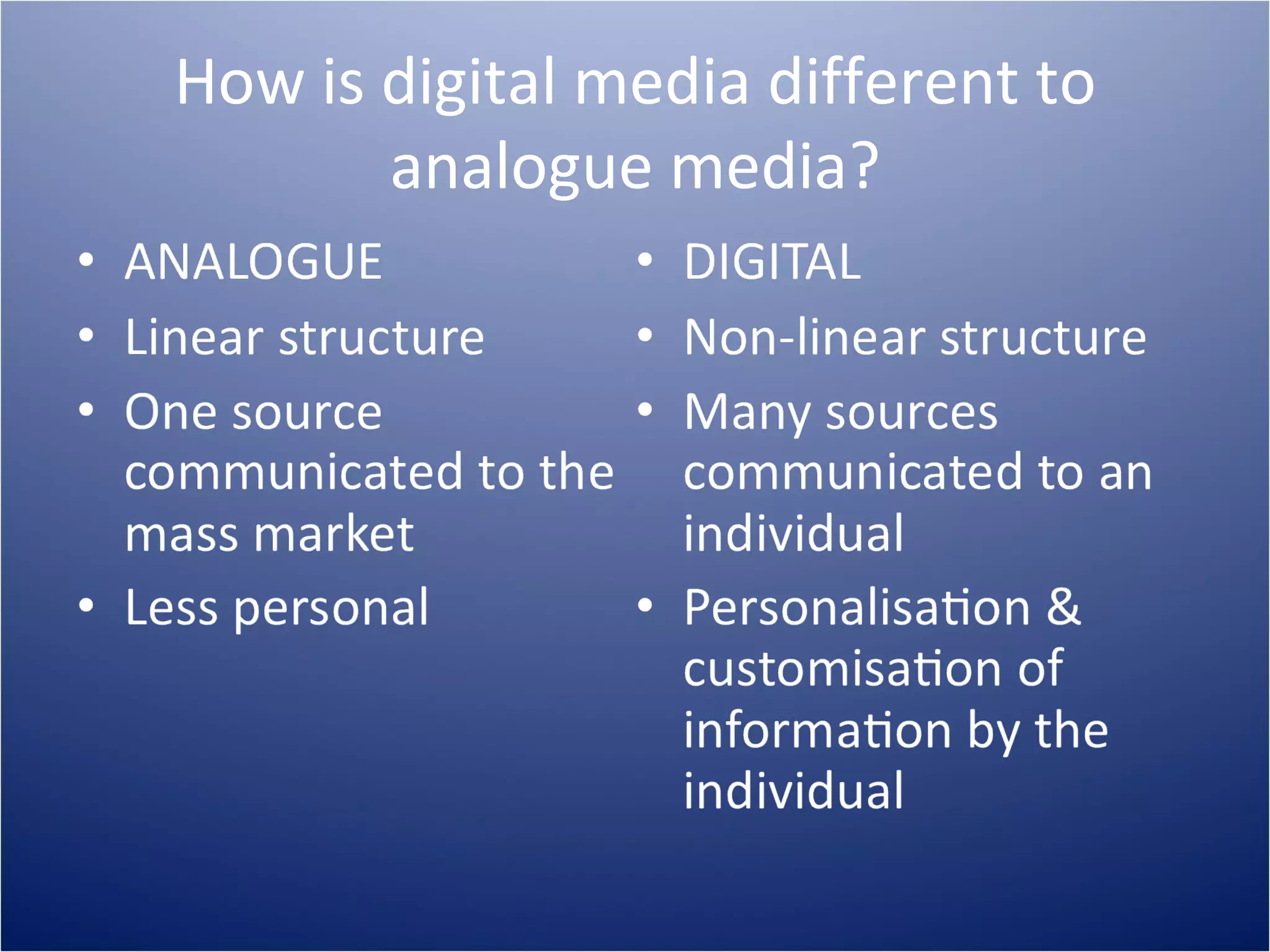 How is digital media different to analogue media?