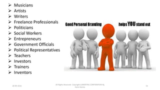  Musicians
 Artists
 Writers
 Freelance Professionals
 Politicians
 Social Workers
 Entrepreneurs
 Government Officials
 Political Representatives
 Teachers
 Investors
 Trainers
 Inventors
28-09-2016
All Rights Reserved. Copyright (c)MERITAS CORPORATION By
Haris Hamsa
14
 