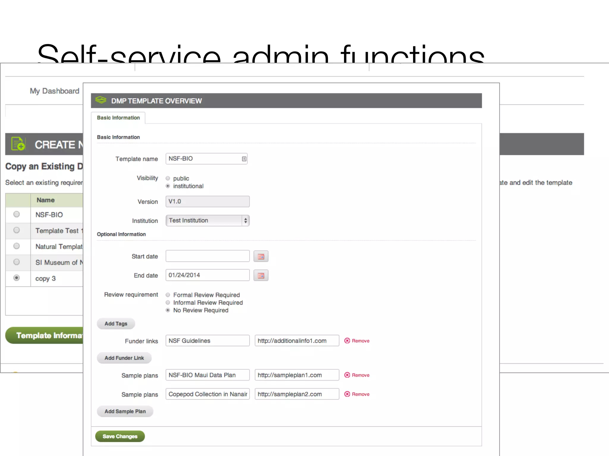 Self-service admin functions

 