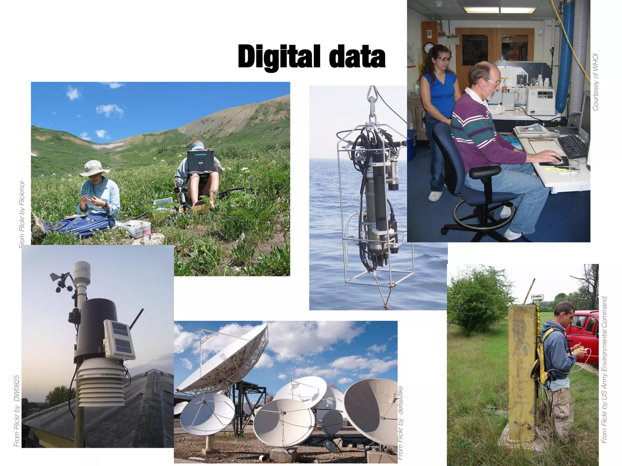 From Flickr by US Army Environmental Command

From Flickr by deltaMike

From Flickr by DW0825
From Flickr by Flickmor

Courtesey of WHOI

Digital data

C. Strasser

 