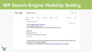 WP Search Engine Visibility Setting
 