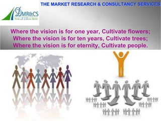 Where the vision is for one year, Cultivate flowers;
Where the vision is for ten years, Cultivate trees;
Where the vision is for eternity, Cultivate people.
THE MARKET RESEARCH & CONSULTANCY SERVICES
 